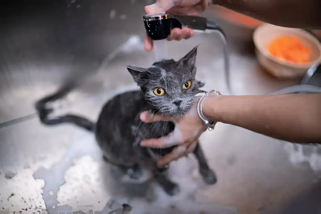 bathing cat