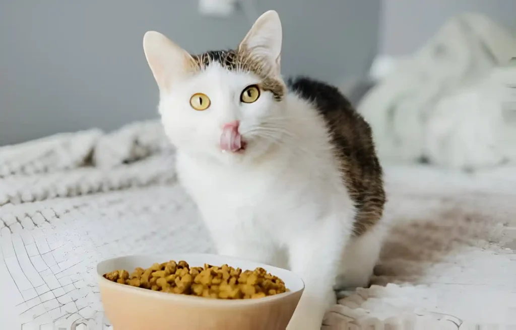 cat eating Dried Cat Food